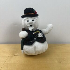 Vintage 1999 Sam the Snowman 8" Plush Rudolph Stuffins Beanbag Toy EUC